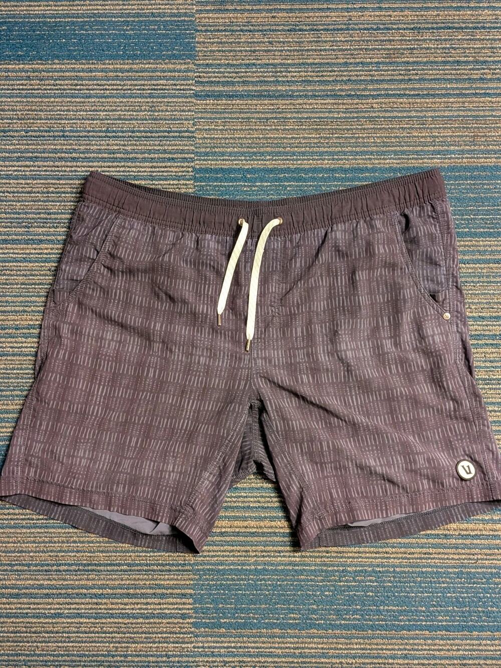 Vuori Men's Kore Shorts X-Large, 7.5", Black/Gray Plaid, Athletic